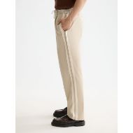 Picture of SCOTCH&SODA MEN'S TAPE-TRIMMED TWILL JERSEY PLEATED RELAXED STRAIGHT JOGGER IN MEDIUM BEIGE 6