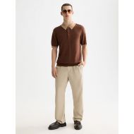 Picture of SCOTCH&SODA MEN'S TAPE-TRIMMED TWILL JERSEY PLEATED RELAXED STRAIGHT JOGGER IN MEDIUM BEIGE 7