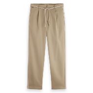 Picture of SCOTCH&SODA MEN'S TAPE-TRIMMED TWILL JERSEY PLEATED RELAXED STRAIGHT JOGGER IN MEDIUM BEIGE 1