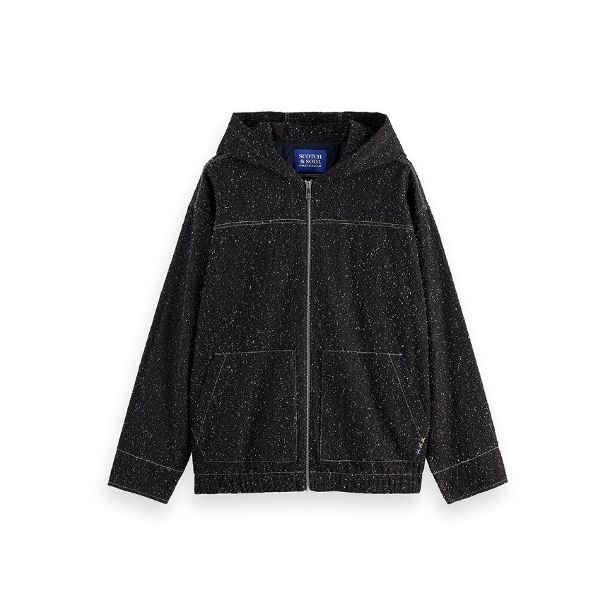 Picture of SCOTCH&SODA MEN'S HOODED DENIM JACKET - BLACK SNOW