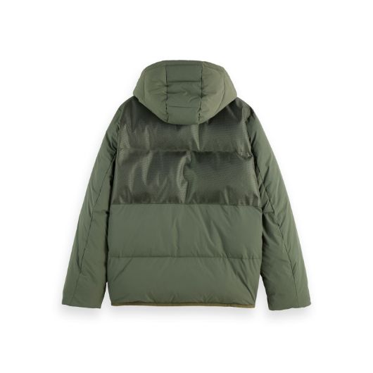 Показвай детайлите за SCOTCH&SODA MEN'S HOODED PUFFER JACKET IN GREEN 2 - FanPoint Снимка на SCOTCH&SODA MEN'S HOODED PUFFER JACKET IN GREEN 2
