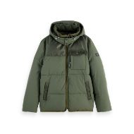 Picture of SCOTCH&SODA MEN'S HOODED PUFFER JACKET IN GREEN 1