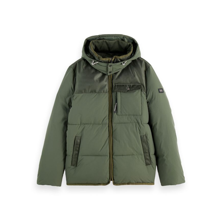 Picture of SCOTCH&SODA MEN'S HOODED PUFFER JACKET IN GREEN