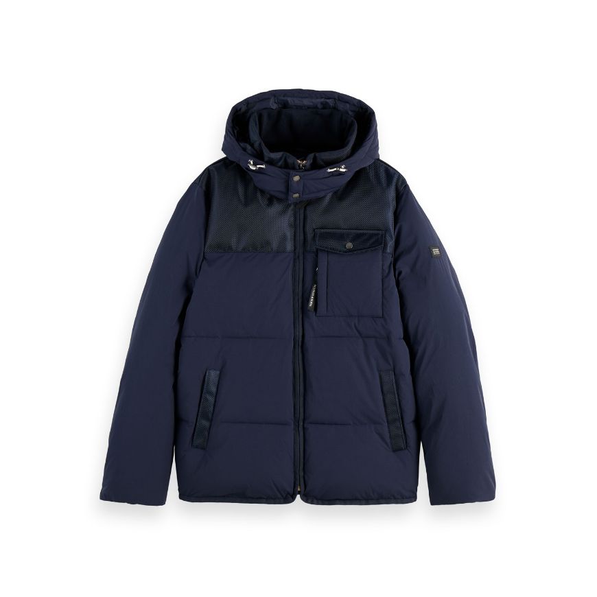 Picture of SCOTCH&SODA MEN'S HOODED PUFFER JACKET IN NAVY