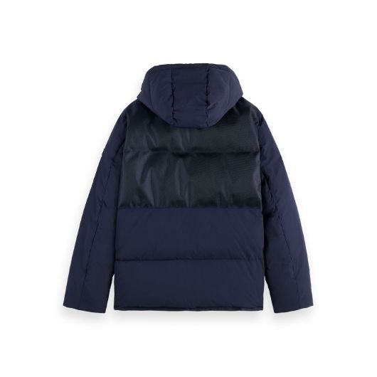 Показвай детайлите за SCOTCH&SODA MEN'S HOODED PUFFER JACKET IN NAVY 2 - FanPoint Снимка на SCOTCH&SODA MEN'S HOODED PUFFER JACKET IN NAVY 2