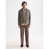 Picture of SCOTCH&SODA MEN'S CHECKERED WOOL-BLEND PLEATED BAGGY FIT CHINO IN MEDIUM BROWN 7