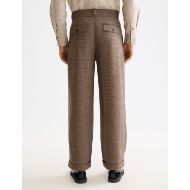 Picture of SCOTCH&SODA MEN'S CHECKERED WOOL-BLEND PLEATED BAGGY FIT CHINO IN MEDIUM BROWN 5