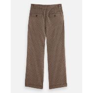 Picture of SCOTCH&SODA MEN'S CHECKERED WOOL-BLEND PLEATED BAGGY FIT CHINO IN MEDIUM BROWN 2