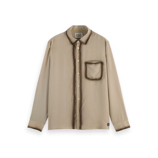 Show details for SCOTCH&SODA MEN'S RELAXED FIT TENCEL SHIRT IN MEDIUM BEIGE 1 - FanPoint Picture of SCOTCH&SODA MEN'S RELAXED FIT TENCEL SHIRT IN MEDIUM BEIGE 1