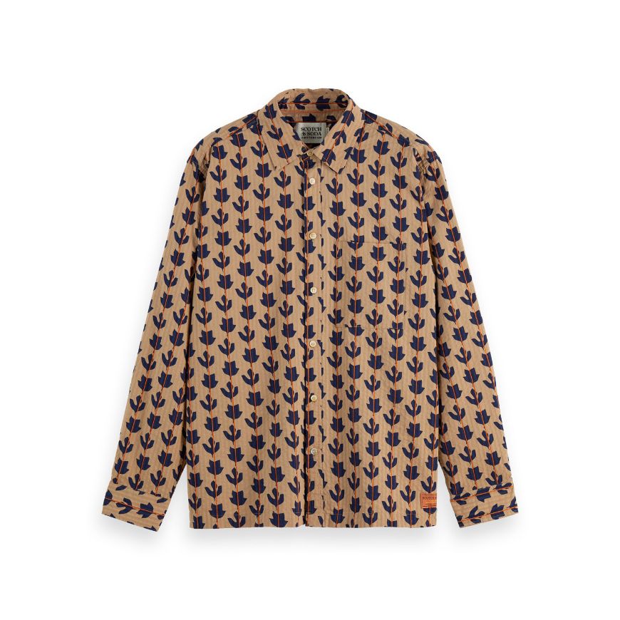 Picture of SCOTCH&SODA MEN'S STRUCTURED PRINTED SHIRT IN BEIGE MULTICOLOUR