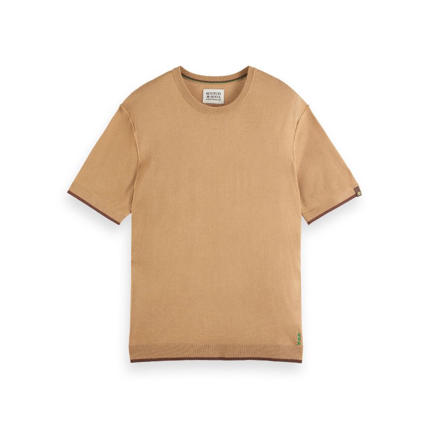 Picture of SCOTCH&SODA MEN'S KNITTED RELAXED FIT T-SHIRT IN MEDIUM BEIGE