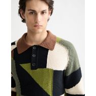 Picture of SCOTCH&SODA MEN'S PATCH WORK LONG SLEEVE POLO IN MULTICOLOUR 6