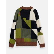 Picture of SCOTCH&SODA MEN'S PATCH WORK LONG SLEEVE POLO IN MULTICOLOUR 2