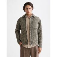 Picture of SCOTCH&SODA MEN'S MULTICOLOURED TWEED WOOL-BLEND OVERSHIRT IN GREEN AND BEIGE 4