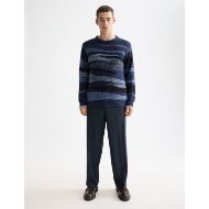 Picture of SCOTCH&SODA MEN'S FLUFFY ALPACA WOOL BLEND CREW NECK IN NAVY MULTICOLOUR 7