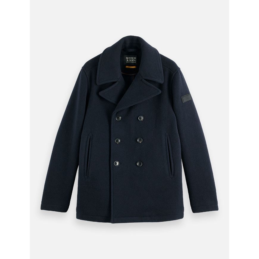 Picture of SCOTCH&SODA MEN'S WOOL BLEND PEACOAT IN NAVY