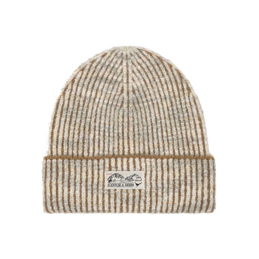 Снимка на SCOTCH&SODA UNISEX 2 COLOR RIB CUFF BEANIE IN TAUPE MULTICOLOUR