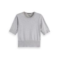 Снимка на SCOTCH&SODA WOMEN'S CREW NECK SHORT SLEEVE PULLOVER IN LIGHT GREY MELANGE 1