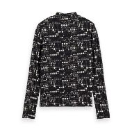 Picture of SCOTCH&SODA WOMEN'S ALL OVER PRINTED MOCK NECK LONG SLEEVE T-SHIRT IN MOON GARDENING 2