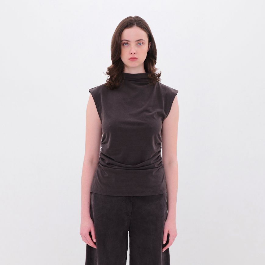 Снимка на DIRTY LAUNDRY ДАМСКА БЛУЗА TOP WITH DRAPING В ЧЕРНО