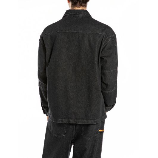 Show details for REPLAY MEN'S INC FOUNDER ZIP DENIM SHIRT IN BLACK DELAVE 3 - FanPoint Picture of REPLAY MEN'S INC FOUNDER ZIP DENIM SHIRT IN BLACK DELAVE 3