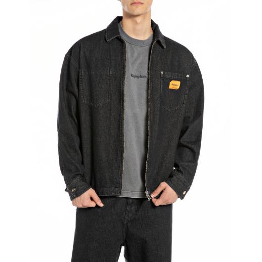 Show details for REPLAY MEN'S INC FOUNDER ZIP DENIM SHIRT IN BLACK DELAVE 2 - FanPoint Picture of REPLAY MEN'S INC FOUNDER ZIP DENIM SHIRT IN BLACK DELAVE 2