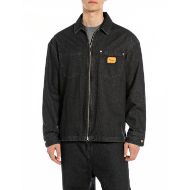 Picture of REPLAY MEN'S INC FOUNDER ZIP DENIM SHIRT IN BLACK DELAVE 1
