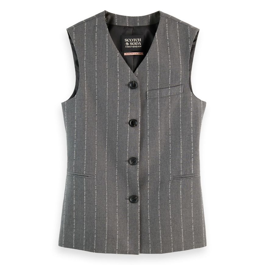 Picture of SCOTCH&SODA WOMEN'S WAISTCOAT BACK DETAIL IN CHARCOAL MELANGE