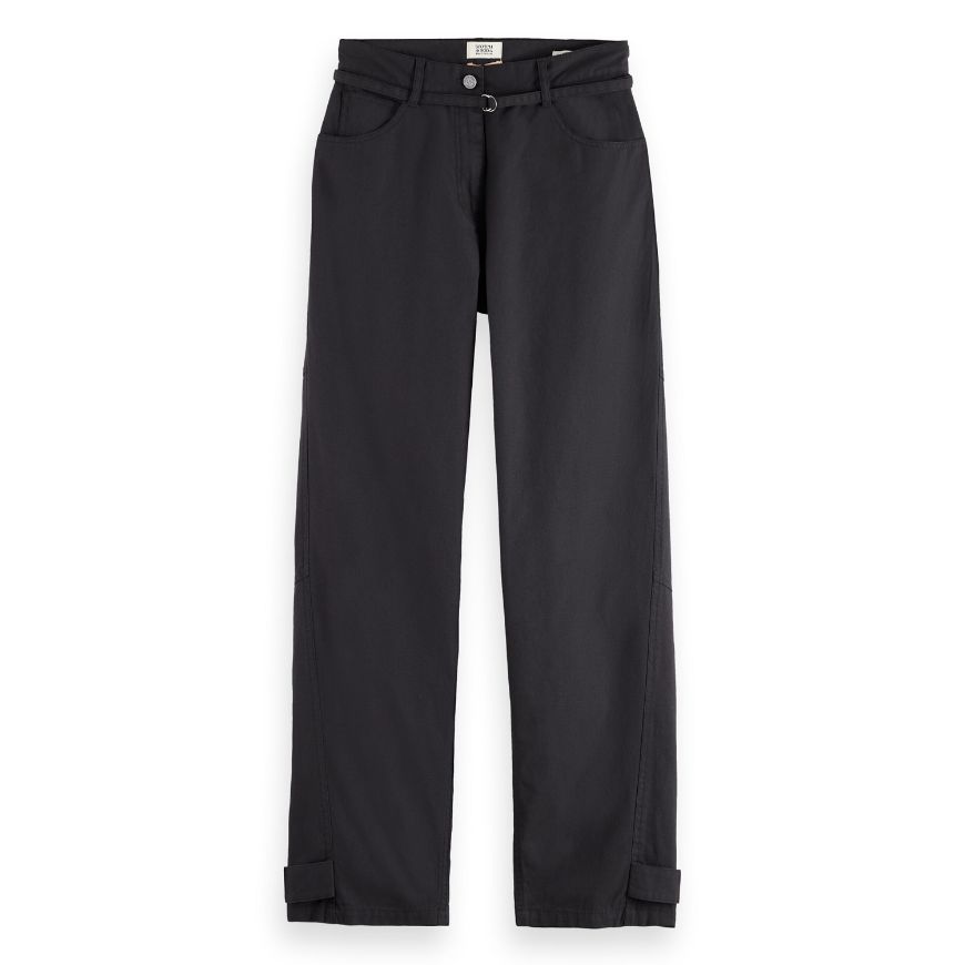 Picture of SCOTCH&SODA WOMEN'S LOTUS BARREL LEG SEAM DETAIL PANT IN METEORITE