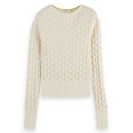 Picture of SCOTCH&SODA WOMEN'S SLASH NECK TEXTURED STITCH PULLOVER IN EGGNOG 1