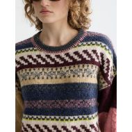 Picture of SCOTCH&SODA WOMEN'S BLOCKED FAIR ISLE PULLOVER IN CHARCOAL FAIR ISLE 6