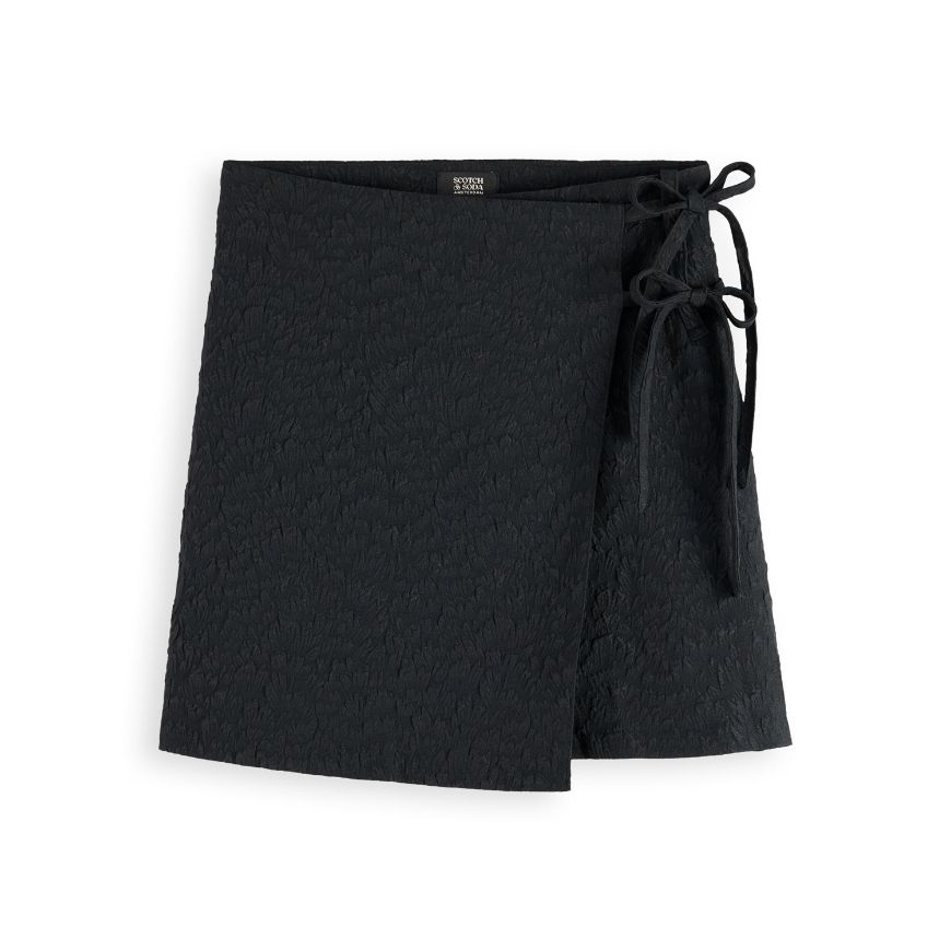 Picture of SCOTCH&SODA WOMEN'S WRAPPED AND TIED MINI SKIRT IN METEORITE