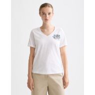 Picture of SCOTCH&SODA WOMEN'S SLUB CHEST ARTWORK T-SHIRT IN BRIGHT WHITE 4