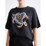 Picture of SCOTCH&SODA WOMEN'S ARTWORK LOOSE FIT T-SHIRT IN METEORITE 6