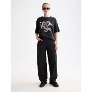 Picture of SCOTCH&SODA WOMEN'S ARTWORK LOOSE FIT T-SHIRT IN METEORITE 7