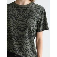 Picture of SCOTCH&SODA WOMEN'S ALL OVER PRINT REGULAR FIT T-SHIRT IN IKAT FEATHER THYME 6
