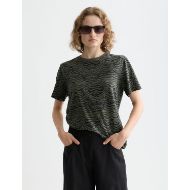 Picture of SCOTCH&SODA WOMEN'S ALL OVER PRINT REGULAR FIT T-SHIRT IN IKAT FEATHER THYME 4