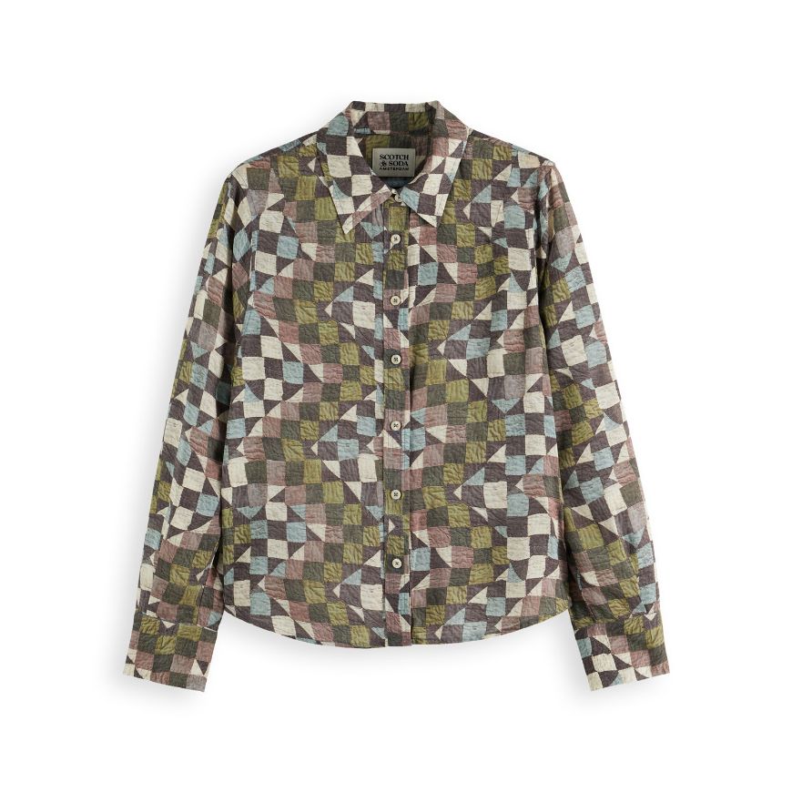 Picture of SCOTCH&SODA WOMEN'S PRINTED RELAXED FIT SHIRT IN MOUNTAIN PATCHWORK