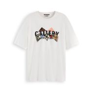 Picture of SCOTCH&SODA WOMEN'S ELEVATED ARTWORK LOOSE FIT T-SHIRT IN BRIGHT WHITE 1