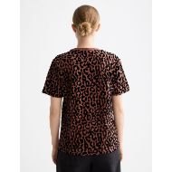 Picture of SCOTCH&SODA WOMEN'S FLOCK ARTWORK REGULAR FIT T-SHIRT IN PEACE LEOPARD 5
