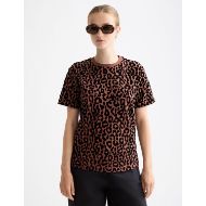 Picture of SCOTCH&SODA WOMEN'S FLOCK ARTWORK REGULAR FIT T-SHIRT IN PEACE LEOPARD 4