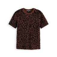 Picture of SCOTCH&SODA WOMEN'S FLOCK ARTWORK REGULAR FIT T-SHIRT IN PEACE LEOPARD 1