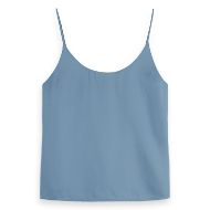 Picture of SCOTCH&SODA WOMEN'S SINGLET WOVEN FRONT JERSEY BACK TANK IN FADED DENIM 1