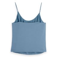 Picture of SCOTCH&SODA WOMEN'S SINGLET WOVEN FRONT JERSEY BACK TANK IN FADED DENIM 2