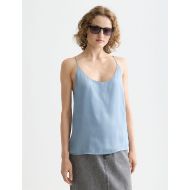 Picture of SCOTCH&SODA WOMEN'S SINGLET WOVEN FRONT JERSEY BACK TANK IN FADED DENIM 4