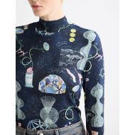 Picture of SCOTCH&SODA WOMEN'S ALL OVER PRINTED MOCK NECK LONG SLEEVE T-SHIRT IN BLACK MOUNTAIN 6