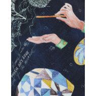 Picture of SCOTCH&SODA WOMEN'S ALL OVER PRINTED MOCK NECK LONG SLEEVE T-SHIRT IN BLACK MOUNTAIN 3