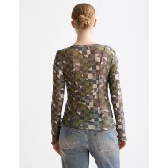 Picture of SCOTCH&SODA WOMEN'S ALL OVER PRINTED MESH LONG SLEEVE T-SHIRT IN MOUNTAIN PATCHWORK 5
