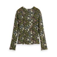 Picture of SCOTCH&SODA WOMEN'S ALL OVER PRINTED MESH LONG SLEEVE T-SHIRT IN MOUNTAIN PATCHWORK 2