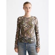 Picture of SCOTCH&SODA WOMEN'S ALL OVER PRINTED MESH LONG SLEEVE T-SHIRT IN MOUNTAIN PATCHWORK 4